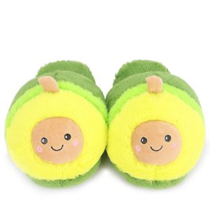 Cartoon Avocado Slippers Indoor Floor Bedroom Lovers Plush Slippers Autumn and Winter Cute Cotton Slippers