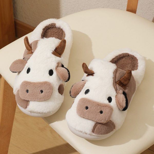 Cotton Slippers Winter New Plush Cotton Slippers Home and Indoor Warmth Cotton Slippers Cartoon Cow Slippers - Image 2