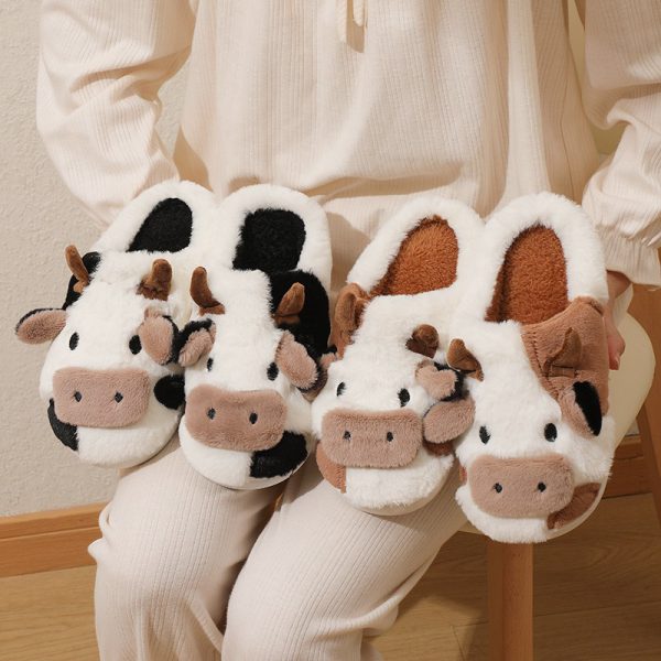 Cotton Slippers Winter New Plush Cotton Slippers Home and Indoor Warmth Cotton Slippers Cartoon Cow Slippers - Image 4