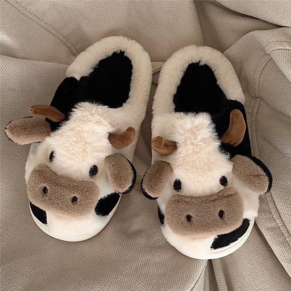 Cotton Slippers Winter New Plush Cotton Slippers Home and Indoor Warmth Cotton Slippers Cartoon Cow Slippers - Image 3