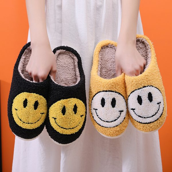 Smiling Face Cotton Slippers For Men And Women Lovers Cotton Slippers Lovely Thick Bottomed Cartoon Anti-Skid Slippers In Home - Image 2