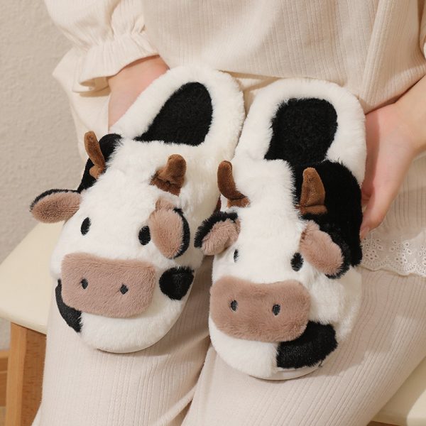 Cotton Slippers Winter New Plush Cotton Slippers Home and Indoor Warmth Cotton Slippers Cartoon Cow Slippers - Image 5