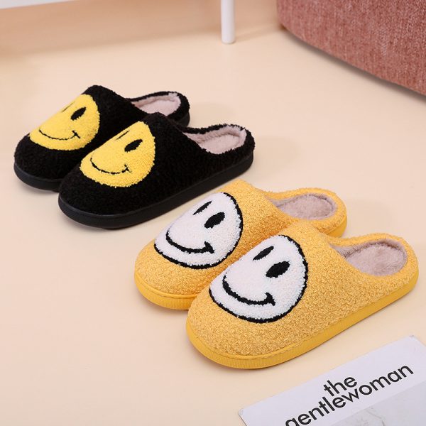 Smiling Face Cotton Slippers For Men And Women Lovers Cotton Slippers Lovely Thick Bottomed Cartoon Anti-Skid Slippers In Home - Image 3