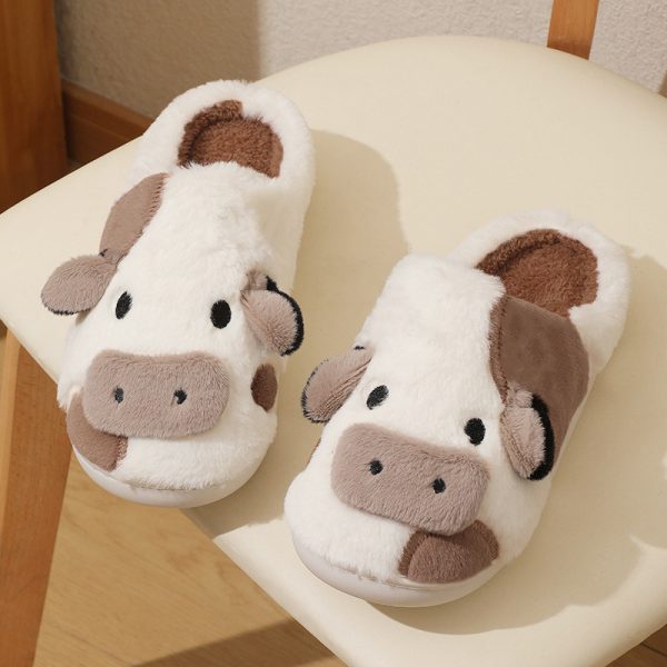 Cotton Slippers Winter New Plush Cotton Slippers Home and Indoor Warmth Cotton Slippers Cartoon Cow Slippers - Image 6